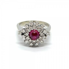 Кольцо с бриллиантами и рубином